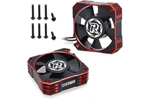 SURPASS HOBBY USA 35mm RC Cooling Fan,21000RPM 8.4V Aluminum RC Motor ESC Cooling Fan for 1/10 1/8 RC Car Diameter 36mm Brushless Motor (2 Pack Black+Red)