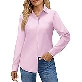 J.VER Womens Button Down Dress Shirts Long Sleeve Shirt Classic Business Casual Work Blouse Tops with Pocket