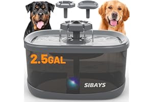 SIBAYS 9.5L 2.5GAL Dog Water Fountain for Large Dogs, 3 Sprouts Pet Water Fountain for Dogs, Multi Pets, 3 in 1 Light, Automaticlly Super Quiet, 4 Layer Filter, BPA-Free Material