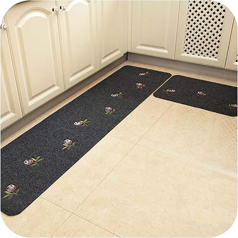 Amazon 手作り刺繡キッチンマット洗える入り口ロングドアカーペットベッドサイド廊下ラグ滑り止め窓バルコニー足布 Grey Rose 67x1cm ラグ カーペット マット オンライン通販