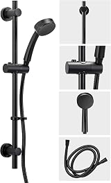Croydex Presion Matte Black Shower Riser Rail Kit 68cm 1.5m Hose