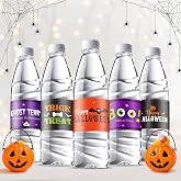 Clabby 39 Pcs Halloween Water Bottle Labels Waterproof Sticker Wrappers | Pumpkin Wrap Around Labels for Halloween Party Favors, Trick or Treat Events, Water Bottles, Decorations and Table Supplies