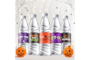 CLABBY 39 Pieces Halloween Water Bottle Labels Waterproof Water Bottle Sticker Wrappers Pumpkin Wrap Around Labels Trick or Treat Bottle Stickers Party Supplies for Halloween Party Ornaments