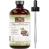 Beauty Aura Organic Jojoba Oil - 4 fl oz (118 ml) - USDA Certified Organic - for Healthy Hair, Skin & Nails.