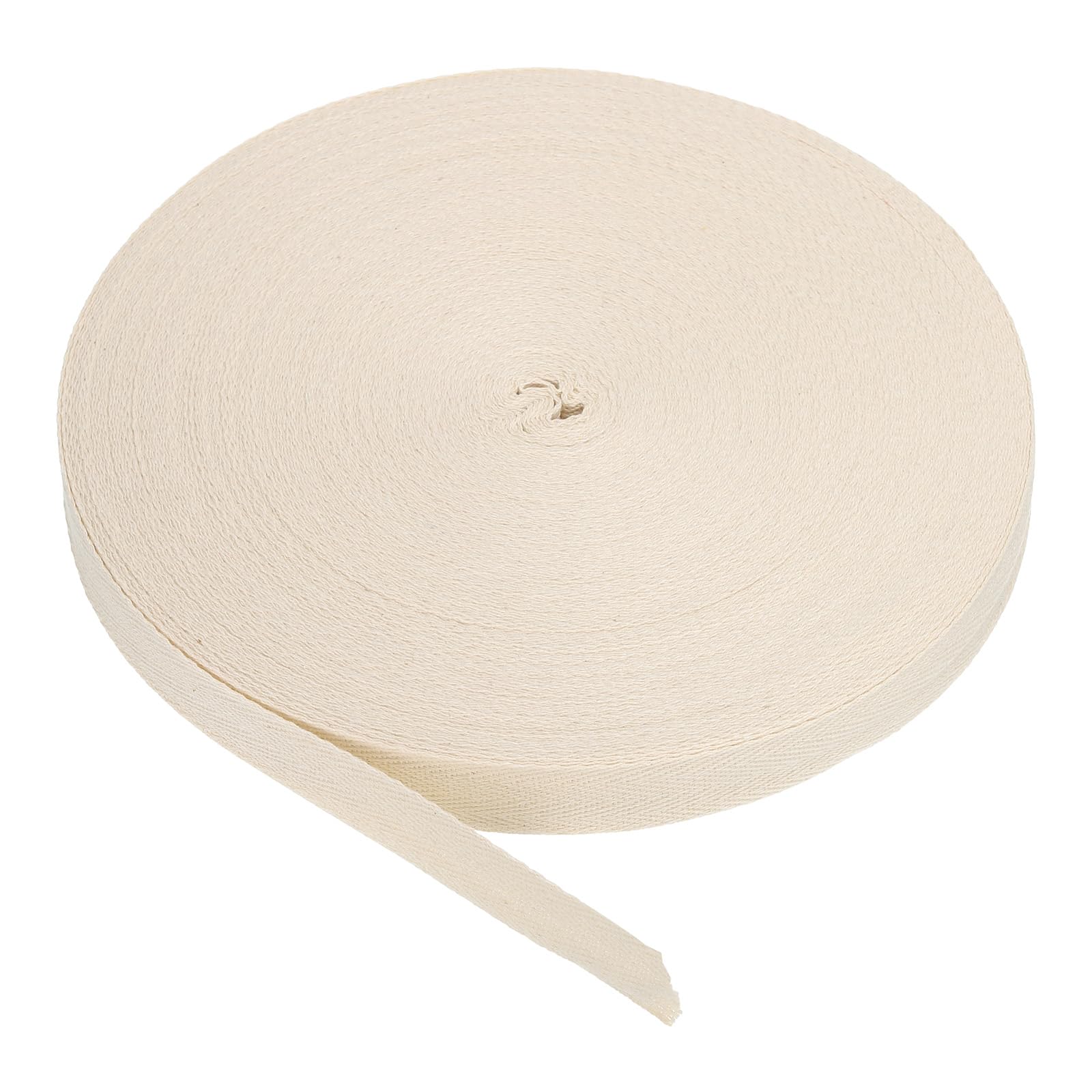 PATIKIL Cotton Twill Tape 25mm(1") 50 Yards Cotton Ribbon Bias Binding Tape Herringbone Webbing Trim for Sewing Gift Wrapping Craft DIY Beige