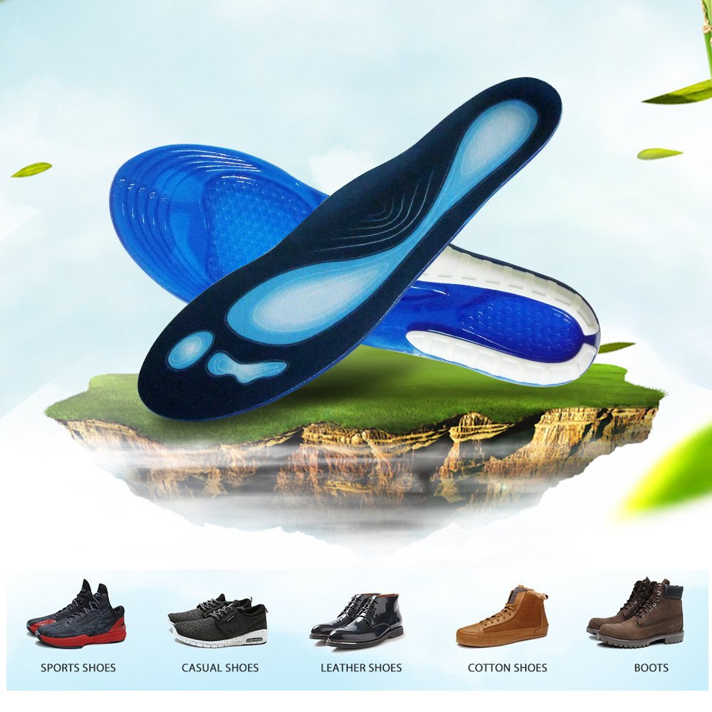 Suscong Sports Gel Shoe Insoles,Comfort and Shock Absorption Inserts for Men and Women,Rapid Foot Pain Relief (Men\'s (US size 8-13))