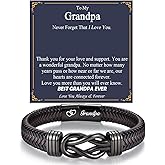 OAVOOK Fathers Day Men Gifts Infinity Leather Bracelet for Him Gifts Ideas Jewelry for Birthday, Christmas