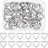 DICOSMETIC 50Pcs Heart Link Charms Stainless Steel Linking Ring Heart Jewelry Connectors Link Pendants for DIY Bracelets Jewelry Making, 14.5x15x1.5mm