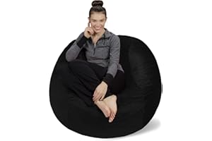 Sofa Sack - Plush, Ultra Soft Bean Bag Chair - Memory Foam Bean Bag Chair with Microsuede Cover - Stuffed Foam Filled Furniture and Accessories For Dorm Room - Black 4'