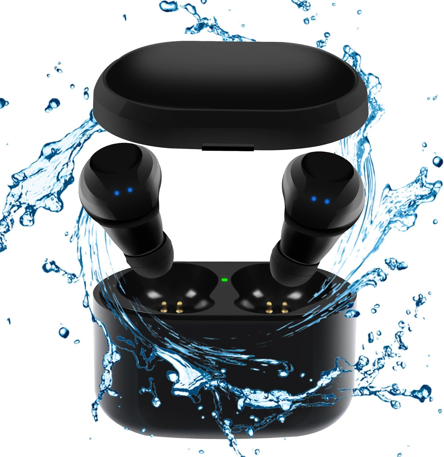 Tankfly Wireless Earbuds, TWS Mini Bluetooth Earbuds True Stereo IPX5 Sweatproof Sports Car Bluetooth Headset for iPhone Samsung Ipad and Android Phone Women Men (Black)