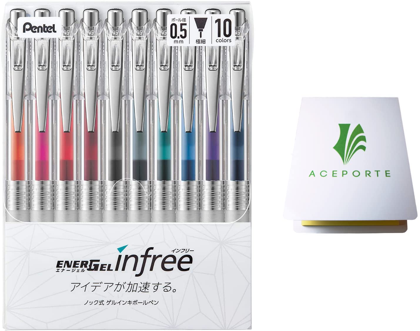 Pentel Energel Infree Gel Ink Ballpoint Pen Needle Tip 10