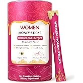 Shilajit Honey Sticks for Women, Strawberry Honeysticks, Women Multi-Mineral Honey Sticks, with Shatavari & Saffron, 75%+ Fulvic Acid, 85+ Trace Minerals, Hormonal Balance, Focus & Stamina, 30 Count