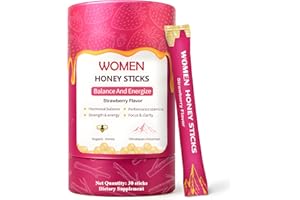 KLUNIZ Shilajit Honey Sticks for Women, Strawberry Honeysticks, Women Multi-Mineral Honey Sticks, with Shatavari & Saffron, 75%+ Fulvic Acid, 85+ Trace Minerals, Hormonal Balance, Focus & Stamina, 30 Count