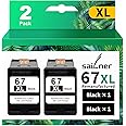 67XL Black Ink Cartridge Replacement for HP Ink 67 for HP67 HP67XL 67XXL use with for HP DeskJet 4155e Ink Cartridges Deskjet 2755e Ink Cartridges 4155 2700 Envy 6055 6000 Printer 67XL Black 2-Pack