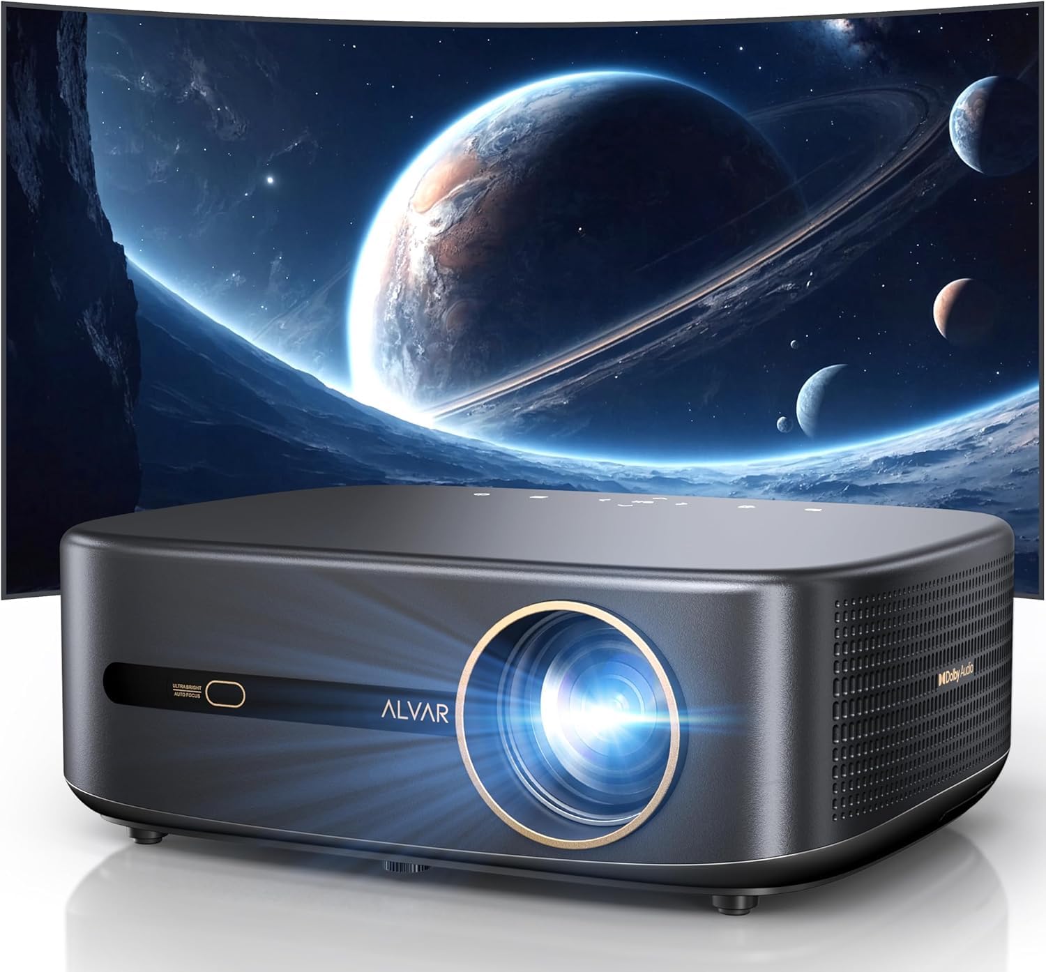 Photo 1 of [2500 ANSI & 30W Speakers] Alvar 4K Support Projector with WiFi 6 and Bluetooth, dbx-tv Sound, Built in NetfIix App & DoIby Audio Outdoor Proyector, Auto Focus & Keystone Native 1080P Smart Projector