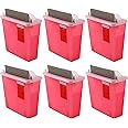Tanlade 6 Pcs 5 Quart Sharps Container Plastic Touchless Disposal Box with Counter Balance Lid Wall Mounted Sharps Container Trash Bin for Home Office Waste