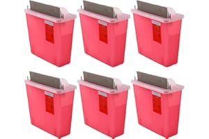 Tanlade 5 Quart Sharps Disposal Container Touchless Medical Waste Box with Counter Balance Lid Heavy Duty Plastic Needles Trash Bin Container for Home Office Waste(6 Pcs)