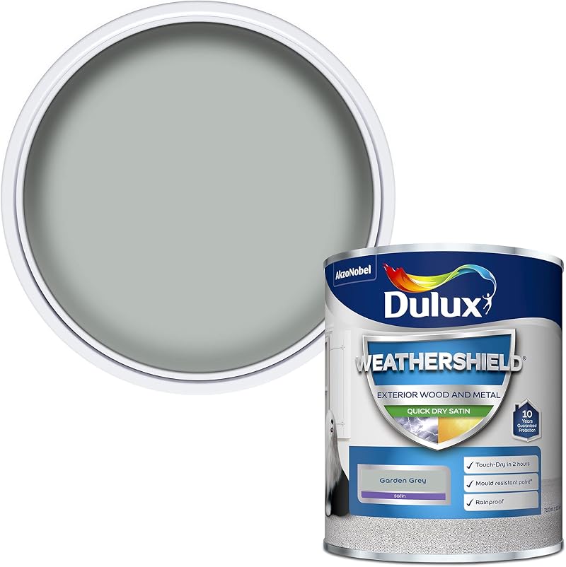 Dulux Weathershield Quick Dry Satin Paint Garden Grey 750ML