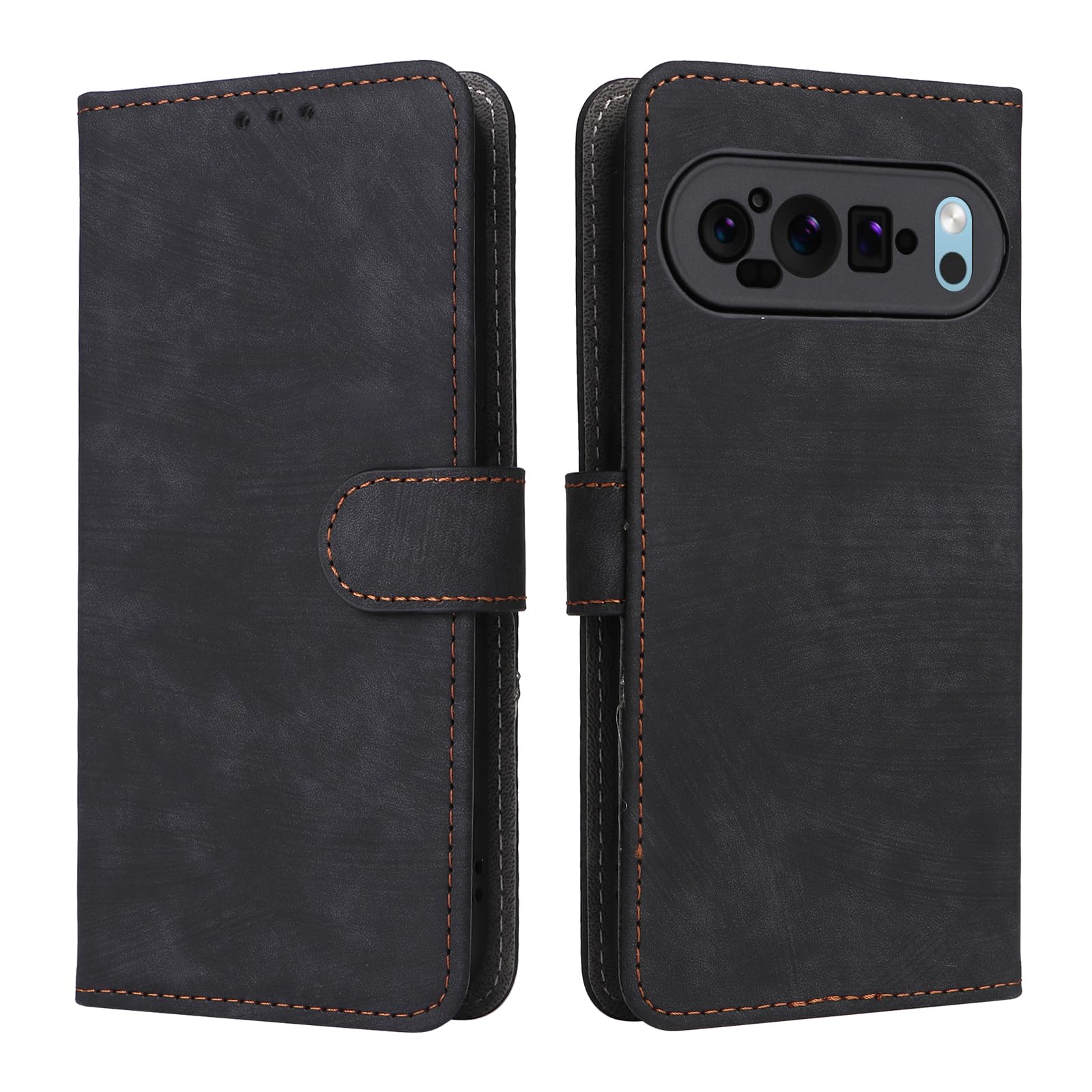 Unichthy Case for Google Pixel 9 Pro XL Cover Shockproof Leather Wallet Case with [RFID Blocking] Credit Card Holder Stand Book TPU Flip Case Folio Phone Cover for Google Pixel 9 Pro XL Black