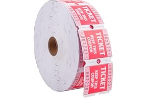 L LIKED Raffle Tickets Double Roll 2000 Tickets Consecutively Numbered 50/50 Raffle Tickets for All Event Party Prize Drawing Perforated Stubs (Easy Read Red)
