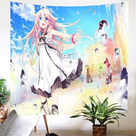 Amazon Co Jp タペストリー アニメかわいい女の子のタペストリー家の装飾サイケデリックな壁の布アニメパターンの壁のカーペットの布アート 150x130cm ホーム キッチン