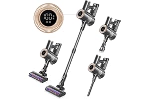 HOMEIKA PRO Cordless Vacuum Cleaner, 20Kpa Powerful Suction with LED Display, 8 in 1 Lightweight Stick Vacuum, 30 Min Runtime Detachable Battery, 1.5L Dust Cup, for Carpet and Hard Floor Pet Hair Black