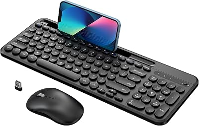 Cimetech Wireless Keyboard and Mouse Set with Phone Holder, 2.4GHz USB