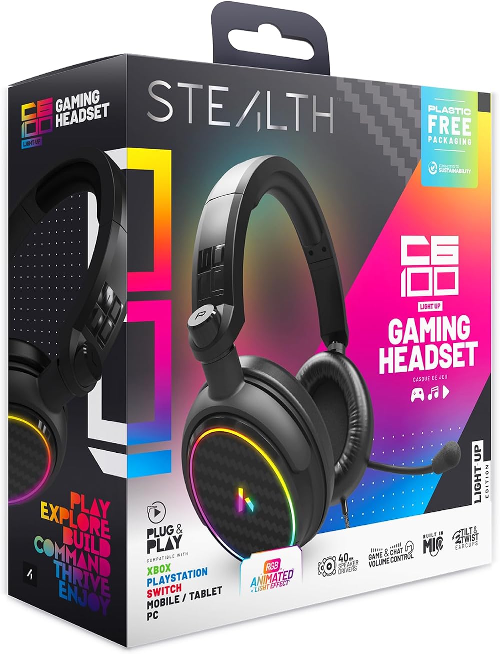 STEALTH C6-100 Gaming Headset LED Multi-Platform 40mm Drivers