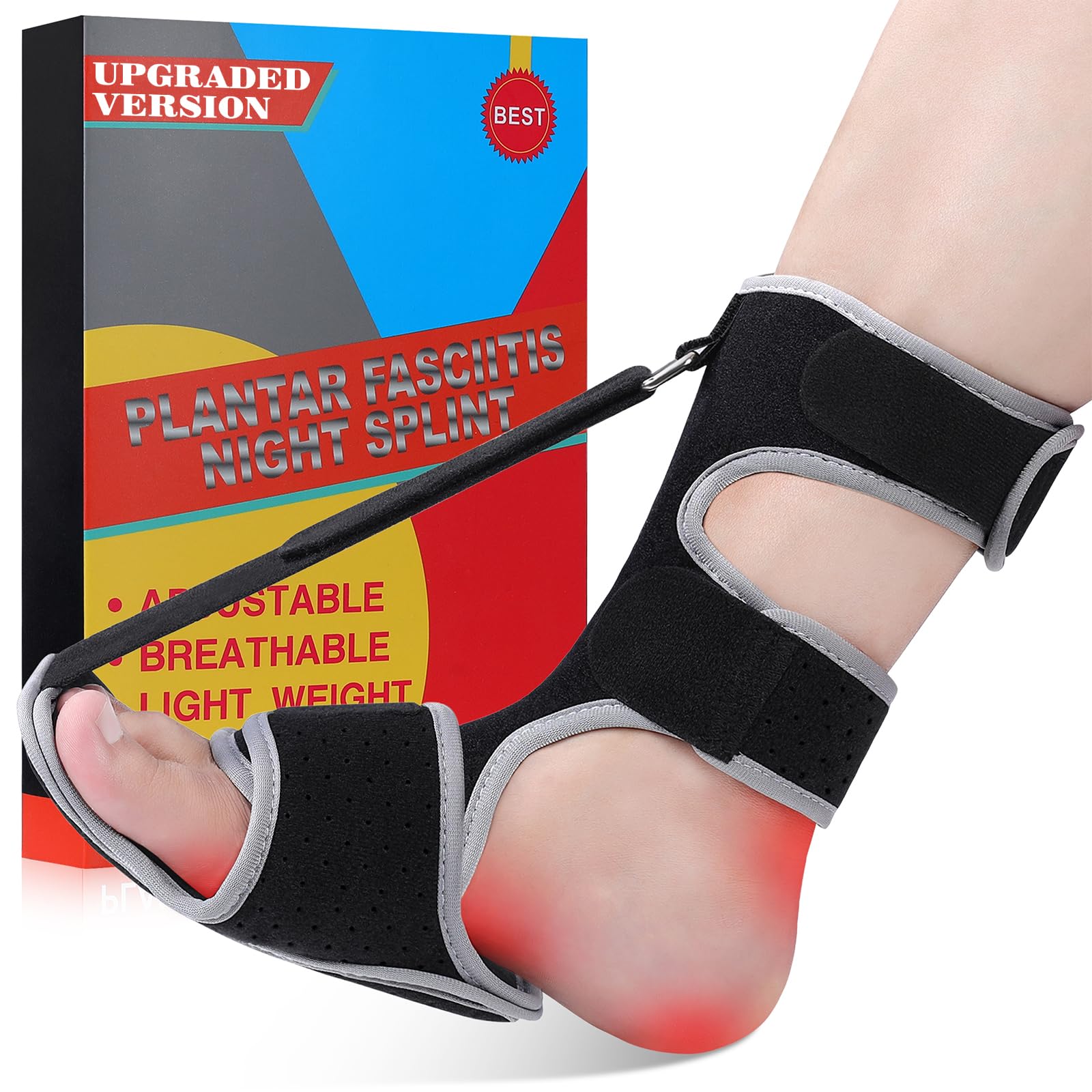 Photo 1 of SNUSIM Plantar Fasciitis Night Splint - Upgraded Plantar Fasciitis Relief Braces For Women Men Day Night - Ankle Brace Arch Support Achilles Tendonitis Relief Foot Drop Heel Pain Relief - Breathable