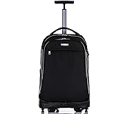 NEW TILAMI 19 inch Rolling Backpack Teens Rolling Backpack Cute Wheeled Laptop Backpack Bookbag Roller Travel Bag College, Pure Black
