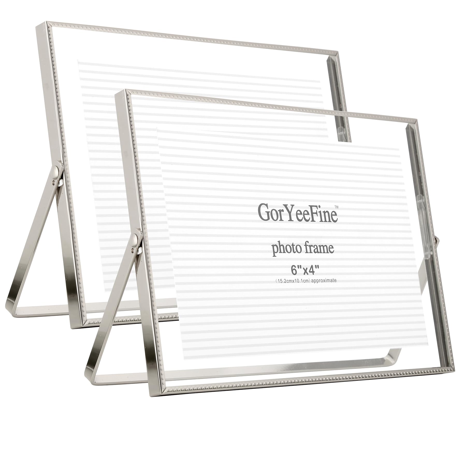 Photo 1 of Silver Floating Picture Frame7x5'' Set of 2 ( Horizontal ) for floating picture 6x4'' or 5x3.5'',Silver Plated Photo Frame 5x7'' for Tabletop,Classy Weddng Floating Frames and Premium gift for Holidays,Home or Wedding