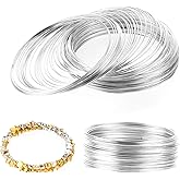 Jeffdad 100 Loop Memory Steel Wire Beading & Jewelry Making Wrapping Stones Necklace & Cable Bracelet (Silver, 100)