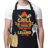 Zukmvuh Funny Grilling Apron for Men - BBQ Grill Master Apron for Fathers Day