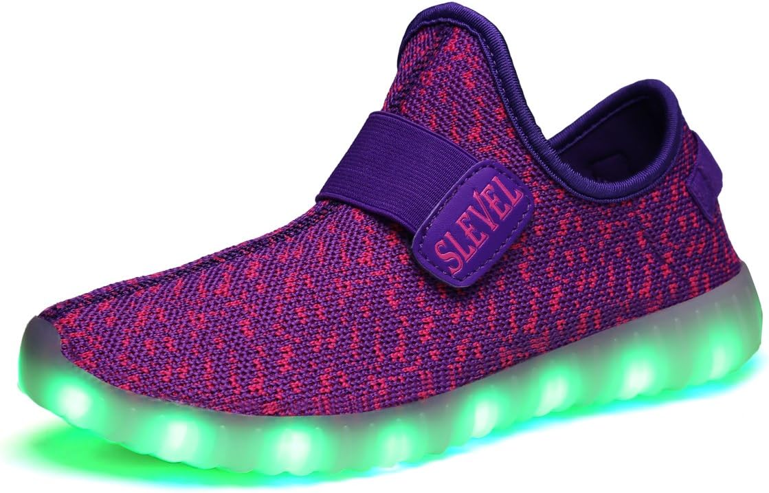 SLEVEL Toddler Kids LED Light Up Shoes Dance Dazzle USB Charge Sneaker for Boys Girls