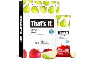 That's it. Apple + Pear 100% Natural Real Fruit Bar, Best High Fiber Vegan, Gluten Free Healthy Snack, Paleo for Children & Adults, Non GMO No Added Sugar, No Preservatives Energy Food (12 Pack)