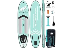 BEYOND MARINA BM Paddle Board Inflatable Stand Up Paddle Board, SUP Paddleboard for Adult, Premium Accessories | Non-Slip EVA Deck & Foam Handles, Camera Mount, Double Action Pump, 85L Travel Backpack