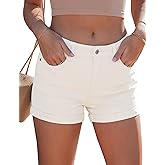 luvamia Jean Shorts for Women Trendy Mid Rise Fold Hem Distressed Short Shorts Beach Casual Summer Jorts 3 Inch Inseam
