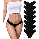 HRTSB Women Seamless Underwear Stretch Invisible - No Show Panties Soft Bikini Breathable Cheeky Hipster V Cut 7 Pack