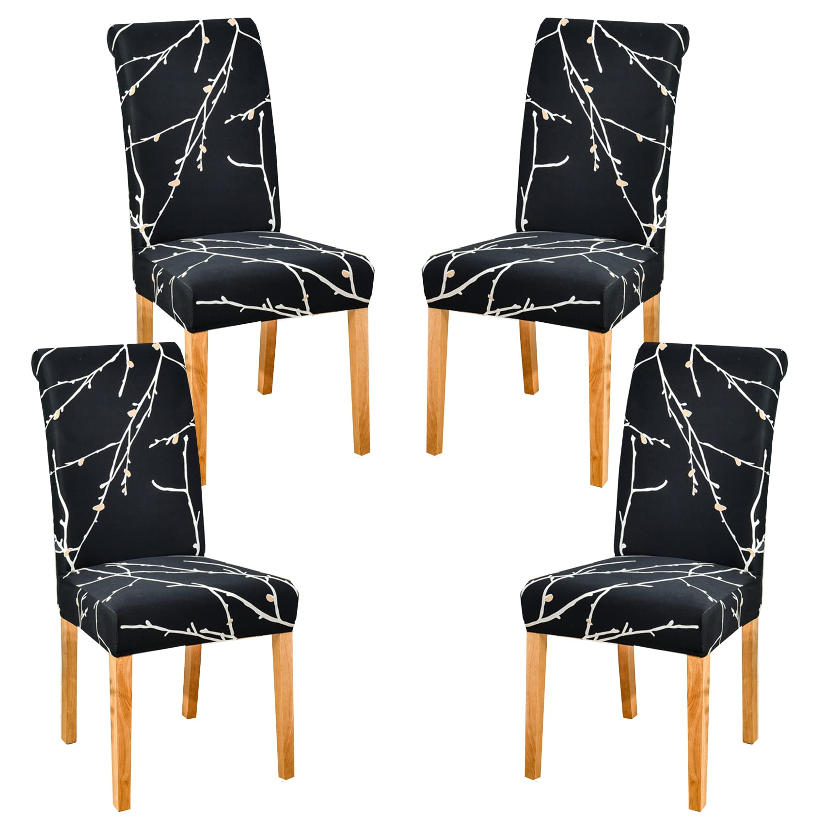 HZDHCLH Chair Covers Set of 4/6 Stretch Modern Chair Slipcovers for Dining Room Kitchen Wedding Party Washable Chair Protector(4pcs,Black Xunxiang) — image 1