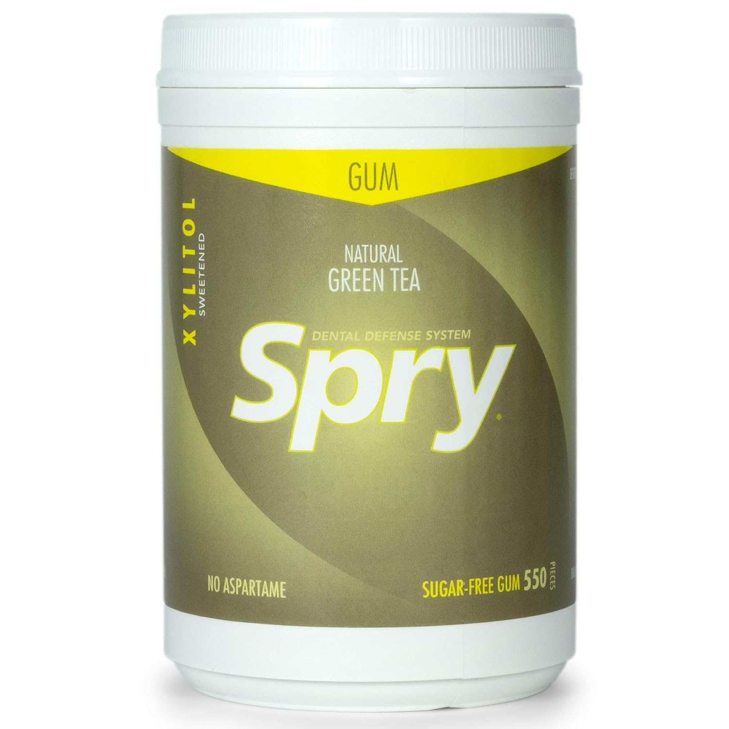 Spry Fresh Natural Green Tea Gum, Natural Xylitol Chewing Gum, 550 count