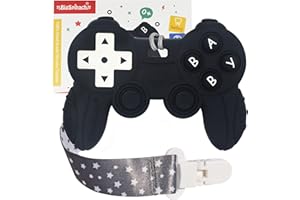 BIGSPINACH Cool Remote Game Control Teething Toy for Babies 0-6 6-12 Months,Game Controller Teether for Gamer Parents,Baby's First Valentines Day Gifts,Silicone Remote Chew Toys（Black
