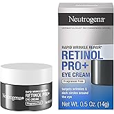Neutrogena Rapid Wrinkle Repair Retinol Pro+ Anti-Wrinkle Eye Cream, Targeted Eye Cream for Wrinkles & Dark Circles, Formulated without Fragrance, Dyes, Phthalates, and Parabens, 0.5 oz