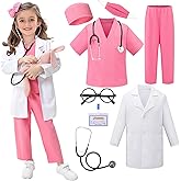 FUNSENLY Doctor Costume for Kids - 8pcs Kids Dress Up Set, Toddler Halloween Costumes for Girls Boys, Doctor Pretend Play Kit