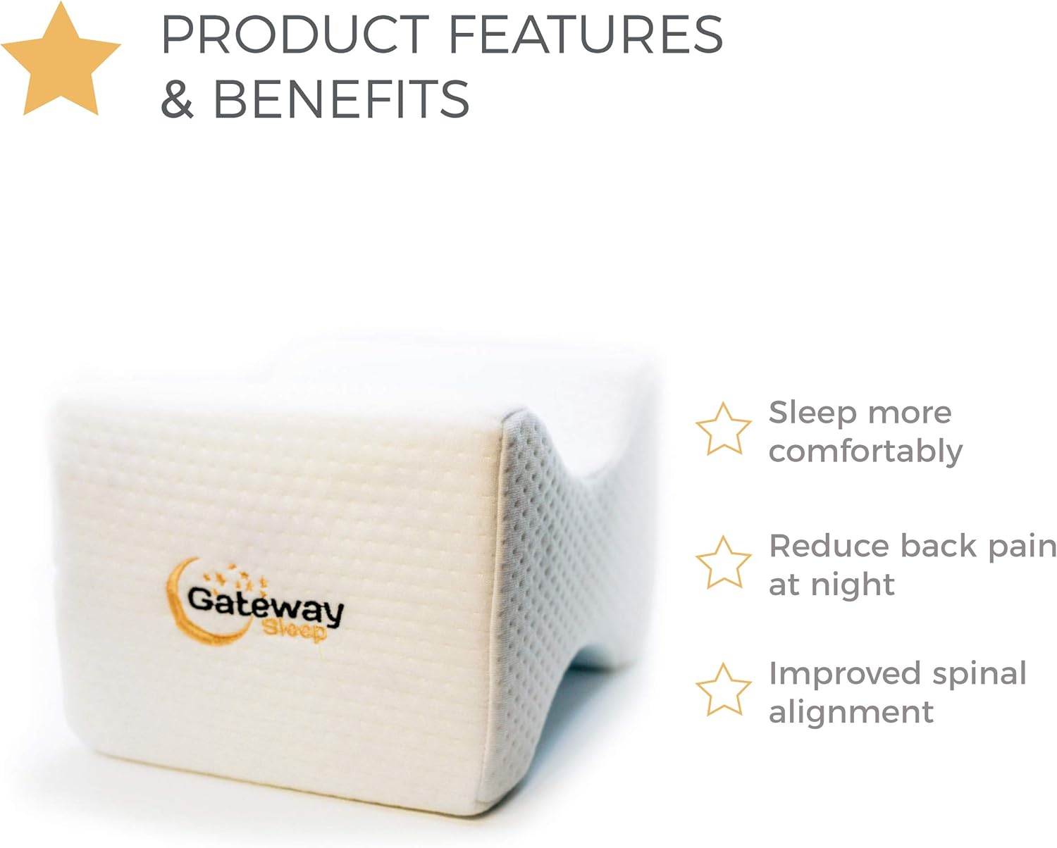 Memory Foam Knee Pillow with Washable Organic Cover for Side Sleepers - Memory Foam Knee Pillow for Back Pain - Post Knee Surgery Pillow - Pregnancy Support for Better Sleep: Home & Kitchen