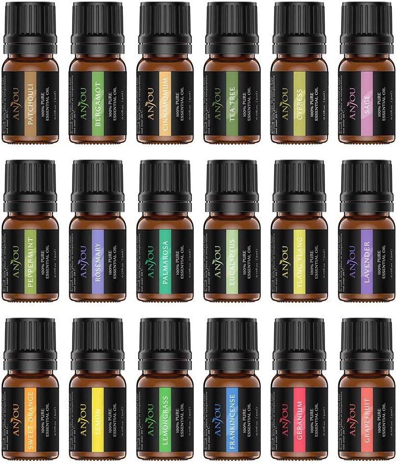 Essential Oils - Anjou Top 18 Aromatherapy Oils Premium Fragrance Oil Organic Pure for Diffuser Yoga Massage & DIY Personal Care,Foundation Set 5ml/Bottle: Health & Personal Care