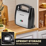 Aigostar 800W Sandwich Toaster 2 Slice Non-Stick Cool Touch Handle Black view 5