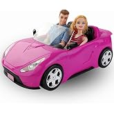Liberty Imports Doll-Sized Convertible Car for Dolls &ndash; 2-Seater Pink Vehicle with Rolling Wheels, Seat Belts w/ Two 11.5" Dolls Included