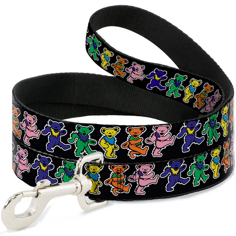 Dog Leash Dancing Bears Black Multi Color 6 Feet Long 1.5 Inch Wide
