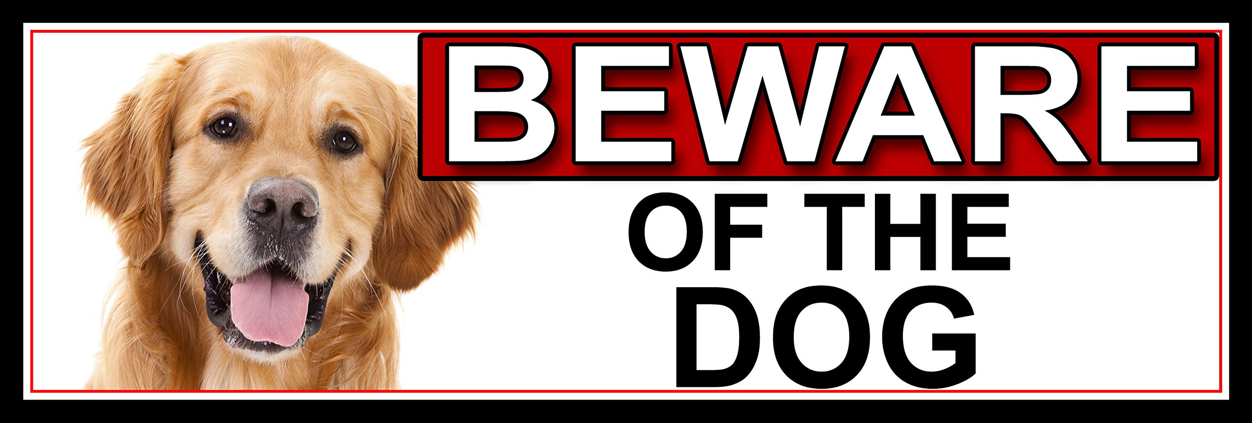 SHAWPRINT Golden Retriever BEWARE OF THE DOG METAL GATE SIGN 266mm x 87m. (527H2)