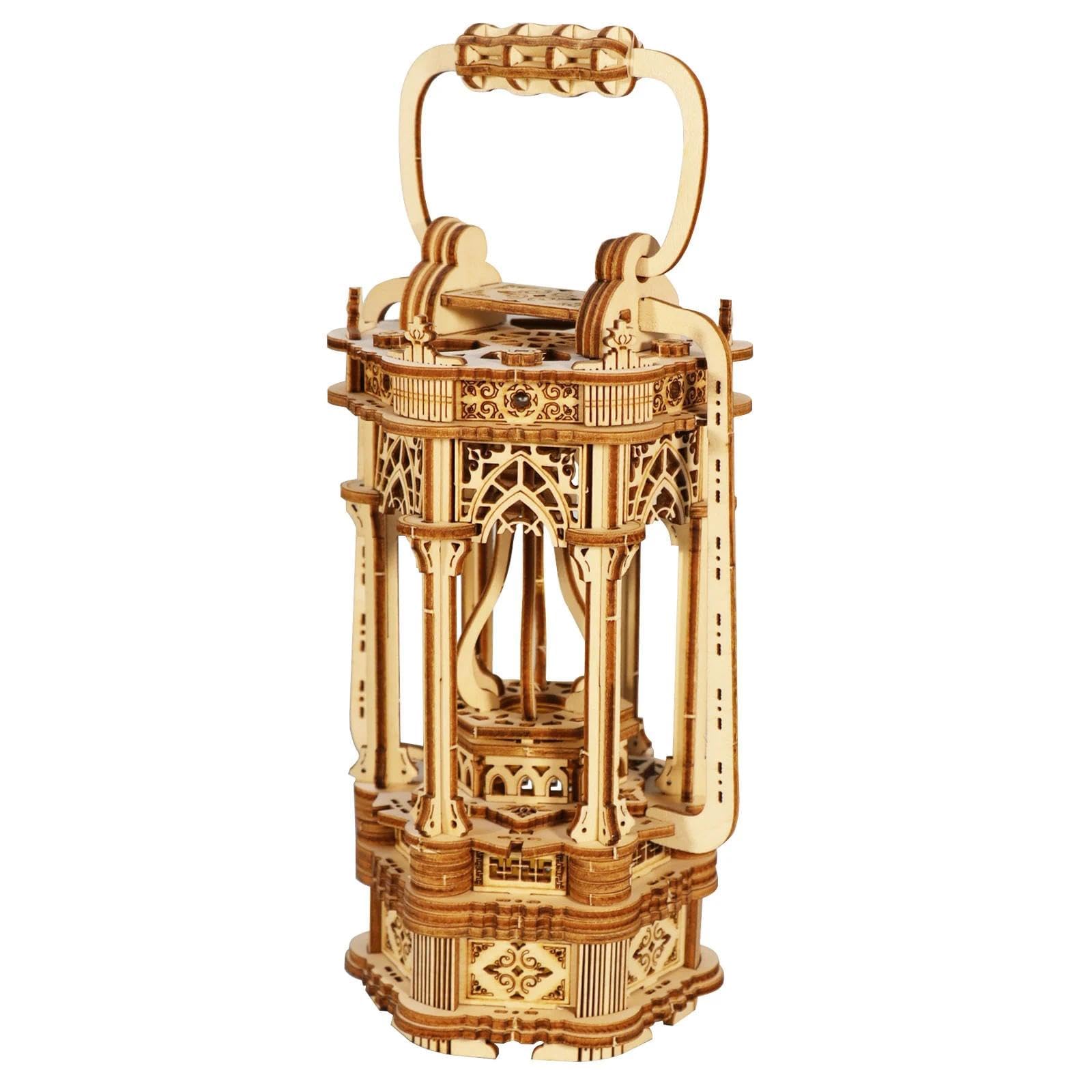 Music Park 3D Wooden Puzzles For Adults Model Kits To Build Hand LED Lantern Hands-on Activity Desk Decor Birthday For Women